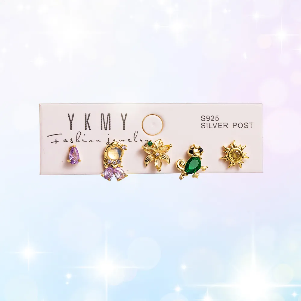 1-Set-IG-Style-Yakemiyou-Sweet-Princess-Castle-Flower-Asymmetrical-Copper-Zircon-14K-Gold-Plated-Ear-Studs-display-picture-1